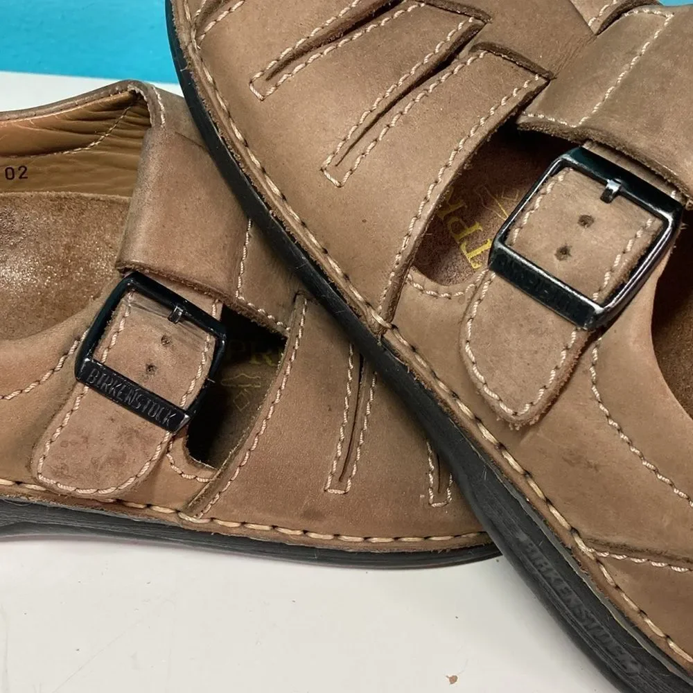 Birkenstock Footprints Classic Fisherman Sandal 41 Men 8 Women 10 Brown Leather